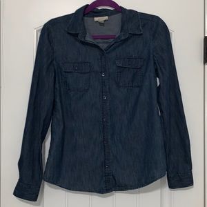 Loft Chambray Button Up Top